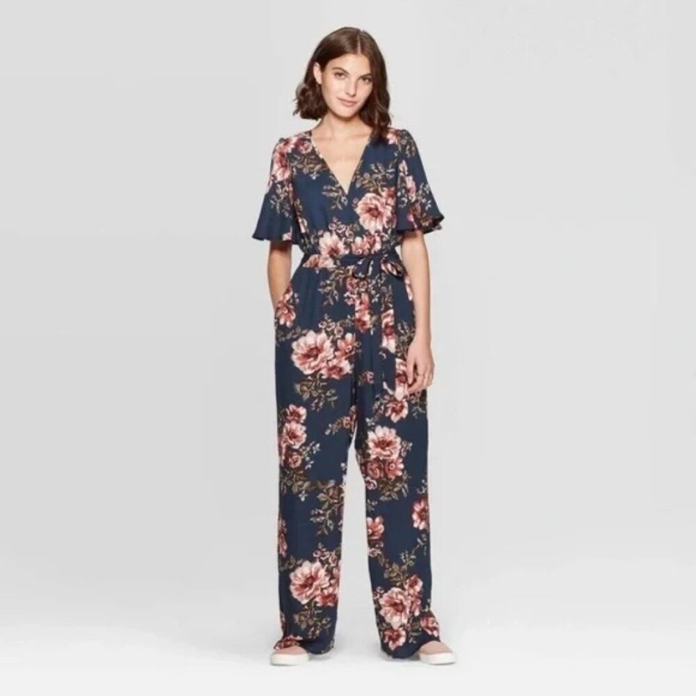 Target Xhilaration Navy Floral Formal Jumpsuit